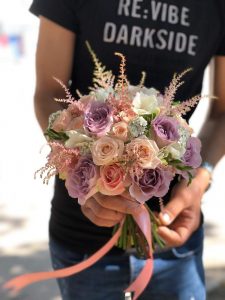 Buchet mireasa mixt roz-lila