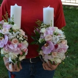 Lumânări cununie cu hortensie