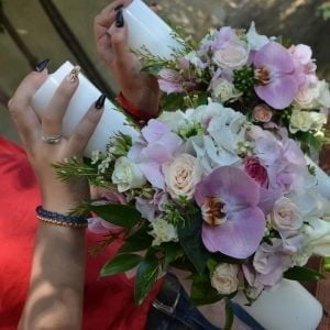Lumânări cununie cu hortensie