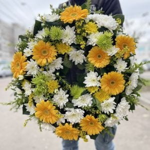 Coroana funerara Gerbera și crizanteme