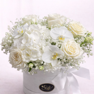 Aranjament floral alb „Pure Grace”