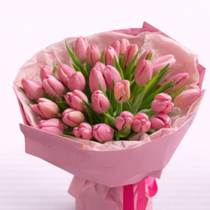 Buchet Elegant cu Lalele Roz – „Primăvară Delicată”